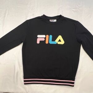 Fila Black Crew Neck Sweater with Multicolor Logo